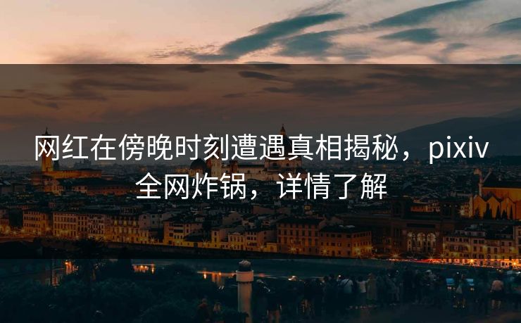 网红在傍晚时刻遭遇真相揭秘，pixiv全网炸锅，详情了解