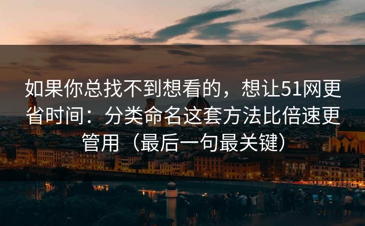 如果你总找不到想看的，想让51网更省时间：分类命名这套方法比倍速更管用（最后一句最关键）
