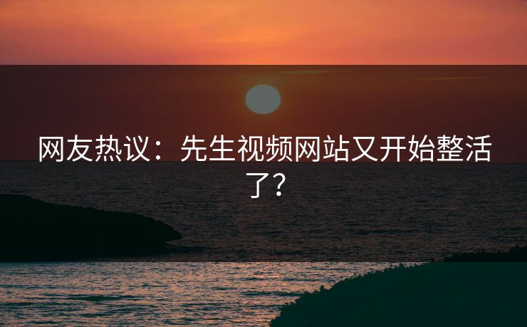 网友热议：先生视频网站又开始整活了？