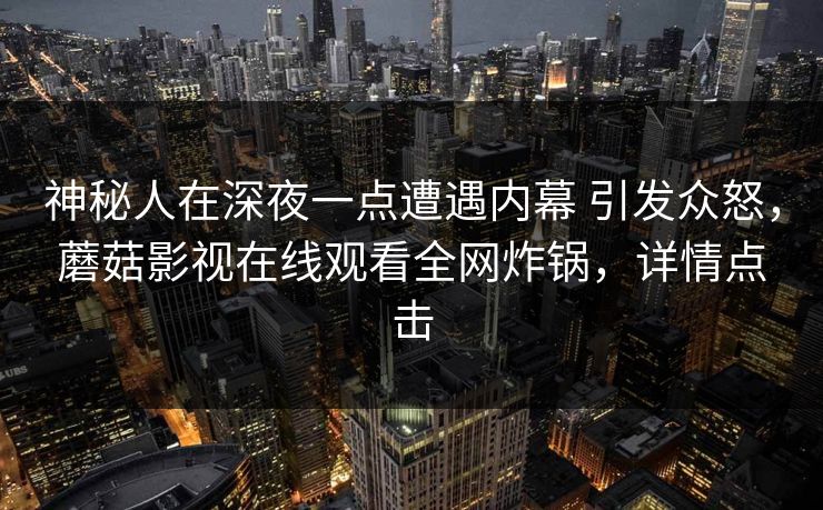 神秘人在深夜一点遭遇内幕 引发众怒，蘑菇影视在线观看全网炸锅，详情点击