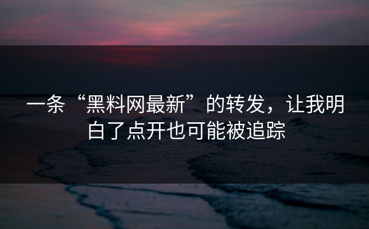 一条“黑料网最新”的转发，让我明白了点开也可能被追踪