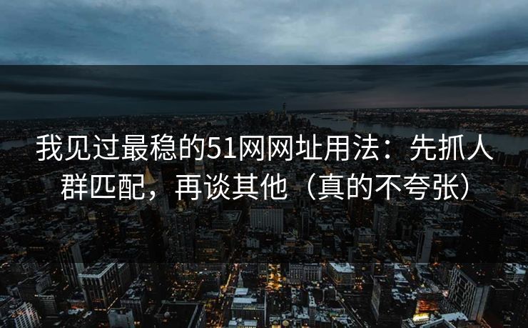 我见过最稳的51网网址用法：先抓人群匹配，再谈其他（真的不夸张）